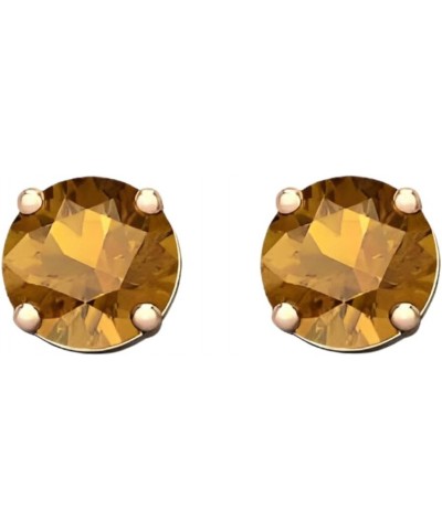 24k Rose Gold Plated 2 Cttw Round Stud Earrings Citrine $6.75 Earrings