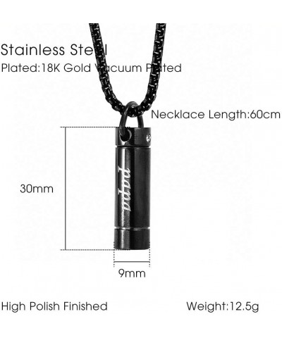 Tube Pendant Ashes Urn Necklace Keepsake Black Cremation Memorial Stainless Steel Jewelry Mama $17.39 Necklaces