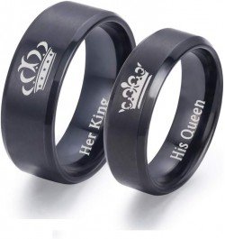 King and Queen Rings for Couples - 2pcs His Hers Stainless Steel Matching Ring Sets for Him and Her - Promise Engagement Wedd...