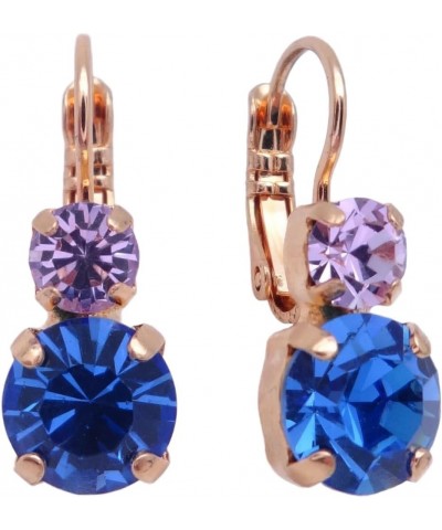 Electric Blue Yellow Goldtone Earrings Double Round Blue with Light Purple 1163 $23.03 Earrings