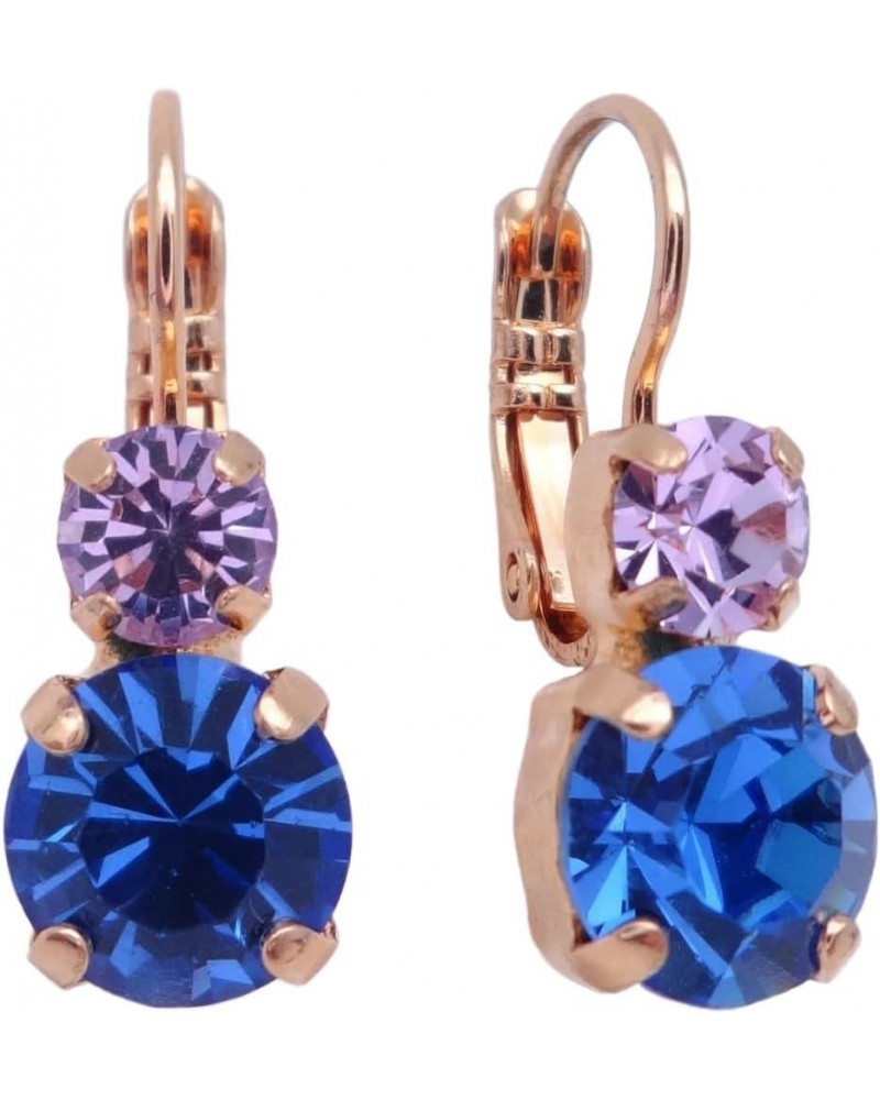 Electric Blue Yellow Goldtone Earrings Double Round Blue with Light Purple 1163 $23.03 Earrings