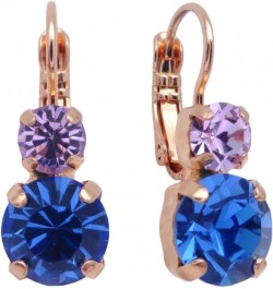 Electric Blue Yellow Goldtone Earrings Double Round Blue with Light Purple 1163 $23.03 Earrings