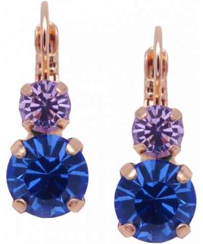 Electric Blue Yellow Goldtone Earrings Double Round Blue with Light Purple 1163 $23.03 Earrings