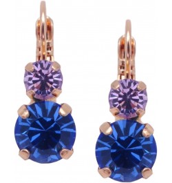 Electric Blue Yellow Goldtone Earrings Double Round Blue with Light Purple 1163 $23.03 Earrings