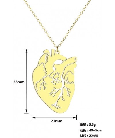 Stainless steel Heart Pendant Necklace Biology Gift Valentine's Day Jewelry Body Organs Human Anatomy Brain necklace heart-go...