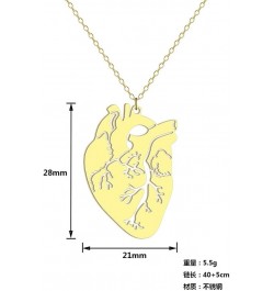 Stainless steel Heart Pendant Necklace Biology Gift Valentine's Day Jewelry Body Organs Human Anatomy Brain necklace heart-go...