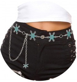 Turquoise Metal Belt Chain Women Snowflake Waist Chain Silver Belly Concho Belt Pendant Openwork Chains Dress Girl C $10.03 B...