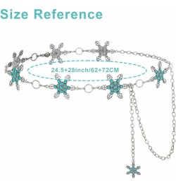 Turquoise Metal Belt Chain Women Snowflake Waist Chain Silver Belly Concho Belt Pendant Openwork Chains Dress Girl C $10.03 B...