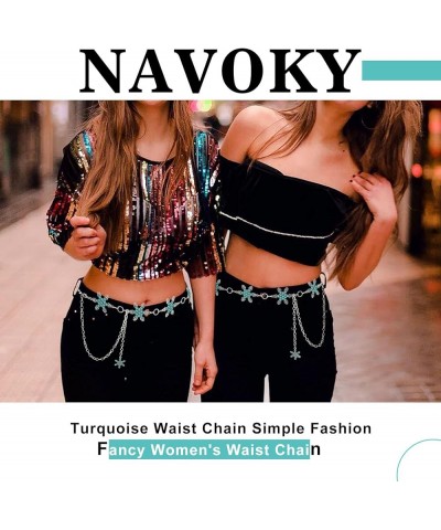 Turquoise Metal Belt Chain Women Snowflake Waist Chain Silver Belly Concho Belt Pendant Openwork Chains Dress Girl C $10.03 B...