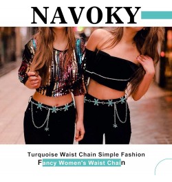 Turquoise Metal Belt Chain Women Snowflake Waist Chain Silver Belly Concho Belt Pendant Openwork Chains Dress Girl C $10.03 B...