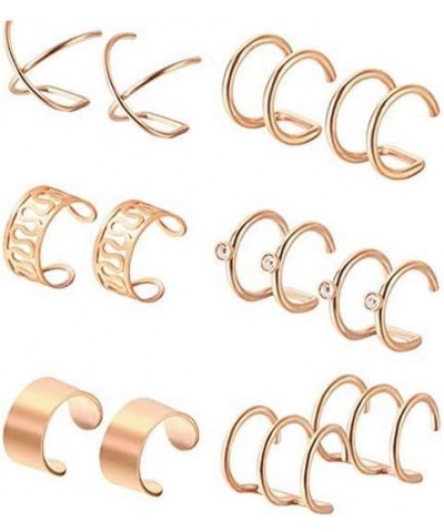 1Set 6 Pairs Stainless Steel Ear Clips Set Hoop Ear Cuffs Helix Cartilage Clip on Earrings Non Piercing Cartilage Earrings fo...