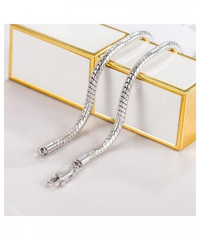 Italy 925 Sterling Silver Snake Chain Necklace Men & Women 3MM-4MM Rolo Link Round Chain Chokers 18 "20" 22 "24" 26 "28" 30" ...