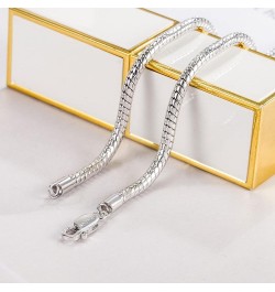 Italy 925 Sterling Silver Snake Chain Necklace Men & Women 3MM-4MM Rolo Link Round Chain Chokers 18 "20" 22 "24" 26 "28" 30" ...