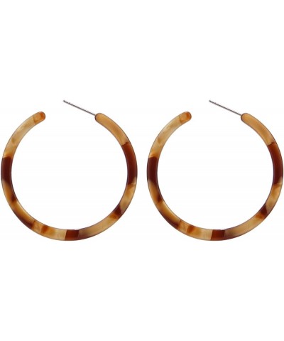 Tortoise Shell Resin Hoop Earrings Fashion Jewelry Brown $7.64 Earrings