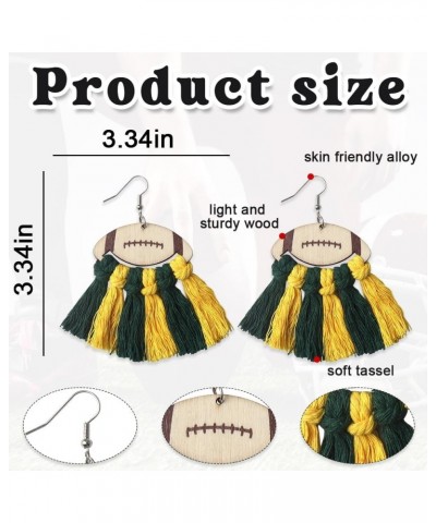 Football Earrings for Women Earrings Tassel Football Dangle Earrings Football Team Earrings Football Jewelry Green Yellow $7....