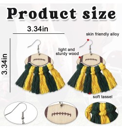 Football Earrings for Women Earrings Tassel Football Dangle Earrings Football Team Earrings Football Jewelry Green Yellow $7....