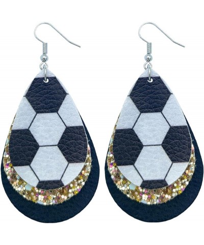 Colorful World Cup Soccer Leather Dangle Earrings Glitter Layered Sports Lover Ball Teardrop Earrings for Women Girls Jewelry...