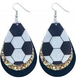 Colorful World Cup Soccer Leather Dangle Earrings Glitter Layered Sports Lover Ball Teardrop Earrings for Women Girls Jewelry...