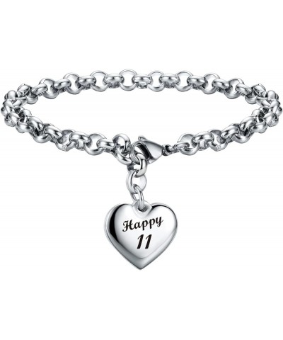 Happy Birthday Gifts Bracelet Heart Charm Birthday Bracelets Gift for Women Teen Girls 11th 12th 13th 14th 15th 16th 17th 18t...