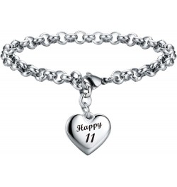 Happy Birthday Gifts Bracelet Heart Charm Birthday Bracelets Gift for Women Teen Girls 11th 12th 13th 14th 15th 16th 17th 18t...