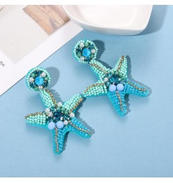 Beaded Starfish Earrings for Women Hypoallergenic Boho Cute Pearl Rhinestone Bead Starfish Dangle Drop Earrings Spring Summer...