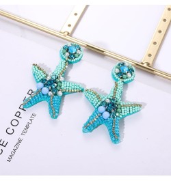 Beaded Starfish Earrings for Women Hypoallergenic Boho Cute Pearl Rhinestone Bead Starfish Dangle Drop Earrings Spring Summer...