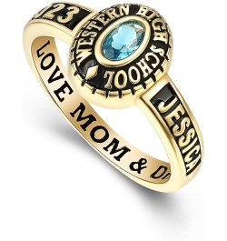 Authentic Class Ring for Women – Black Band Collection – Genuine 925 Sterling Silver or 10KT Gold – Customized High School Co...