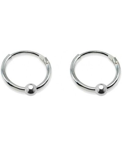 Sterling Silver Ball Bead Small Endless 10mm Thin Round Unisex Hoop Earrings for Men Women Set of 3 Pairs Sterling Silver $12...