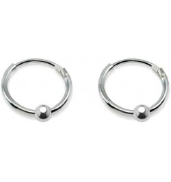 Sterling Silver Ball Bead Small Endless 10mm Thin Round Unisex Hoop Earrings for Men Women Set of 3 Pairs Sterling Silver $12...