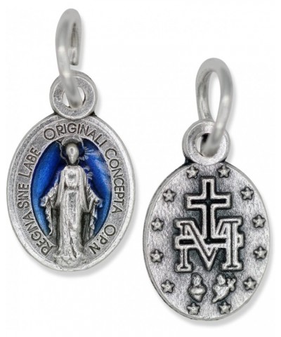 Pack of 10 - Mini Miraculous Medal Pendant for Charm Bracelet or Necklace, 1/2" Silver and Blue, Small - Made in Italy $8.84 ...