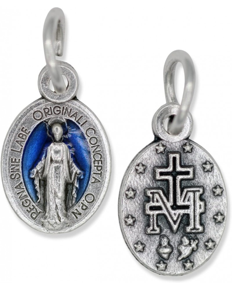 Pack of 10 - Mini Miraculous Medal Pendant for Charm Bracelet or Necklace, 1/2" Silver and Blue, Small - Made in Italy $8.84 ...