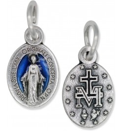 Pack of 10 - Mini Miraculous Medal Pendant for Charm Bracelet or Necklace, 1/2" Silver and Blue, Small - Made in Italy $8.84 ...