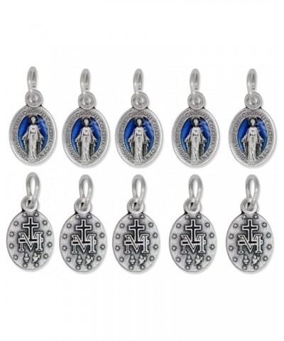 Pack of 10 - Mini Miraculous Medal Pendant for Charm Bracelet or Necklace, 1/2" Silver and Blue, Small - Made in Italy $8.84 ...