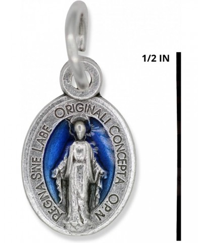 Pack of 10 - Mini Miraculous Medal Pendant for Charm Bracelet or Necklace, 1/2" Silver and Blue, Small - Made in Italy $8.84 ...