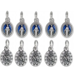 Pack of 10 - Mini Miraculous Medal Pendant for Charm Bracelet or Necklace, 1/2" Silver and Blue, Small - Made in Italy $8.84 ...