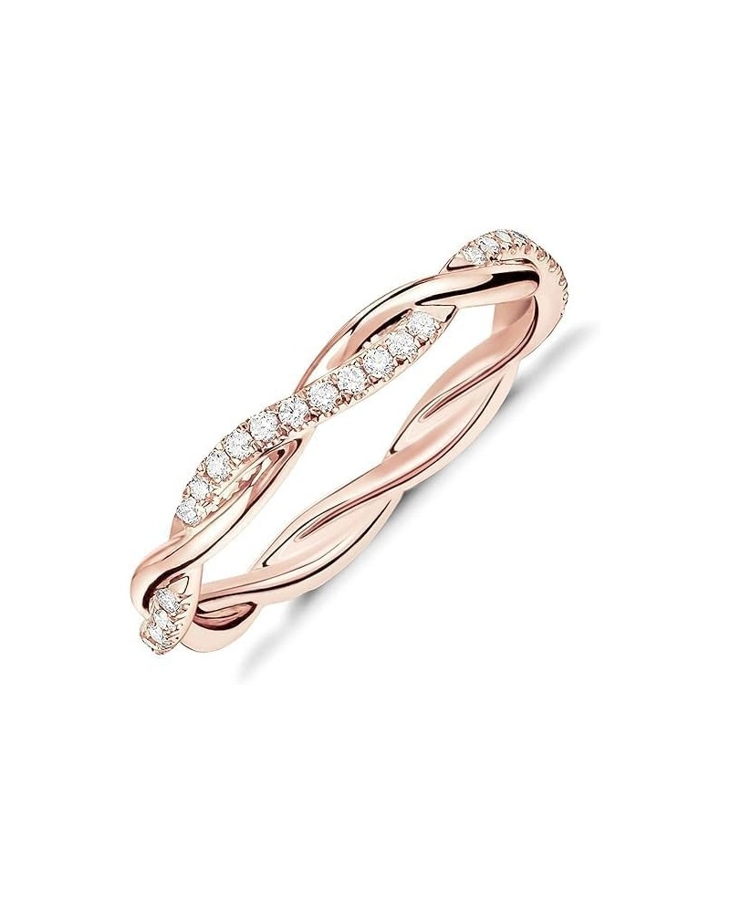 14K Gold Plated Cubic Zirconia Twisted Rope Eternity Band for Women 6 Rose Gold $10.61 Rings