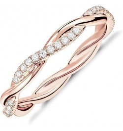 14K Gold Plated Cubic Zirconia Twisted Rope Eternity Band for Women 6 Rose Gold $10.61 Rings