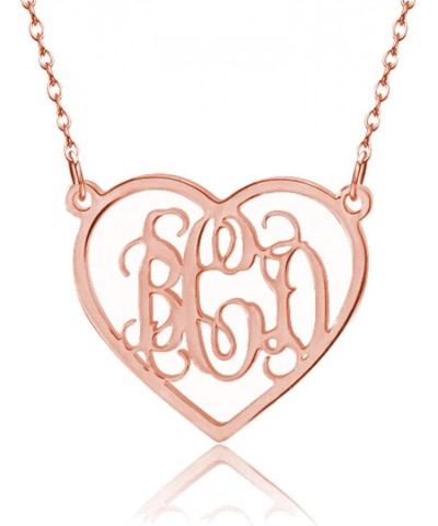 925 Sterling Silver Personalized Monogram Necklace Custom Monogram Initial Necklace for Women Girls heart-sterling silver(ros...