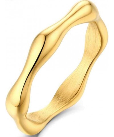 Stainless Steel High Polishd Irregular Shape Bone Bambbo Style Stackable Weddiing Band Ring Gold $7.97 Rings