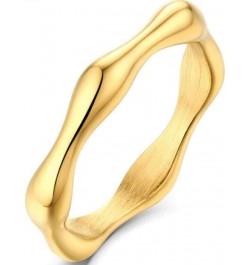 Stainless Steel High Polishd Irregular Shape Bone Bambbo Style Stackable Weddiing Band Ring Gold $7.97 Rings