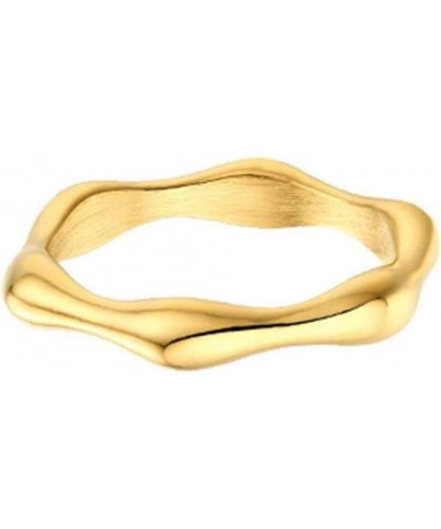 Stainless Steel High Polishd Irregular Shape Bone Bambbo Style Stackable Weddiing Band Ring Gold $7.97 Rings