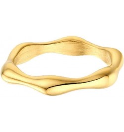 Stainless Steel High Polishd Irregular Shape Bone Bambbo Style Stackable Weddiing Band Ring Gold $7.97 Rings