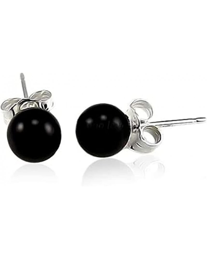 Sterling Silver Round Black Onyx Stud Earrings in 100% Hypoallergenic Jewelry $6.83 Others