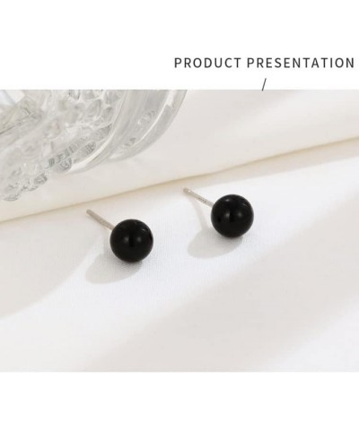 Sterling Silver Round Black Onyx Stud Earrings in 100% Hypoallergenic Jewelry $6.83 Others