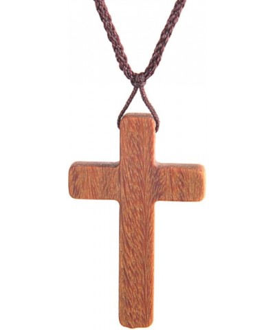 Wood Cross Necklace With Cord String Chain Natural Wooden Pendant Necklace for Men Women Children Catholic Rosary Religious P...