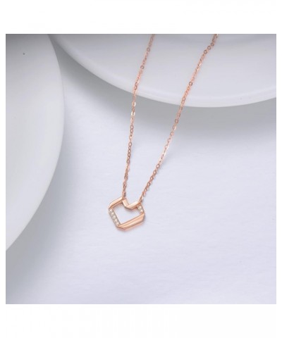 Solid 14K Yellow/Rose Gold Diamond Open-spaced Heart/Bar Pendant Necklace for Wife/Mother/Women, 0.035 ct.tw Diamond Open Hea...