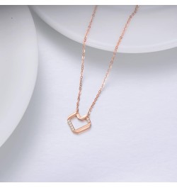 Solid 14K Yellow/Rose Gold Diamond Open-spaced Heart/Bar Pendant Necklace for Wife/Mother/Women, 0.035 ct.tw Diamond Open Hea...