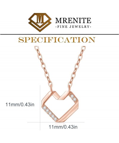 Solid 14K Yellow/Rose Gold Diamond Open-spaced Heart/Bar Pendant Necklace for Wife/Mother/Women, 0.035 ct.tw Diamond Open Hea...