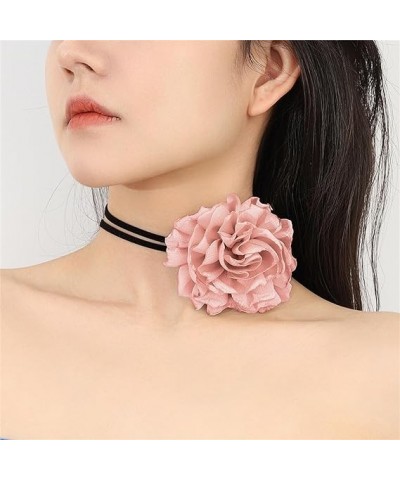 2PCS Black White Flower Choker for Women Girls: Flower Necklace Big Camellia Lace Collar Necklace Wedding Party Jewerly Hair ...