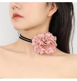 2PCS Black White Flower Choker for Women Girls: Flower Necklace Big Camellia Lace Collar Necklace Wedding Party Jewerly Hair ...